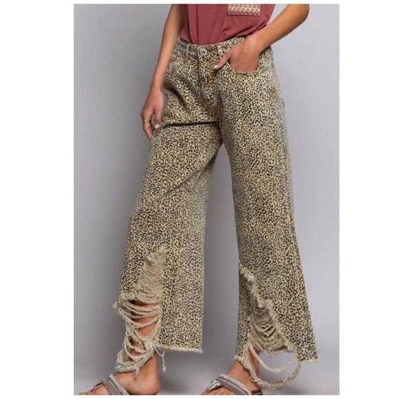 Pol 5 pockets, distressed leopard print jeans - Picture 9 of 14